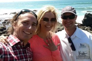 Mike, Lauren and Peter Clark after Mike popped the question at Punta Morro Resort in Ensenada, Mexico.