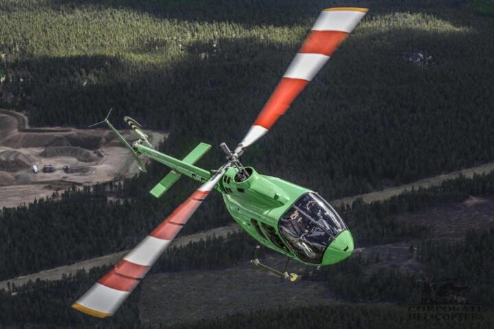 A Bell 505 Jet Ranger X helicopter in flight