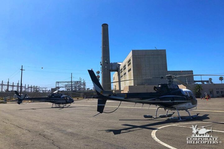 Two helicopters landed at the Carlsbad Desalination Plant