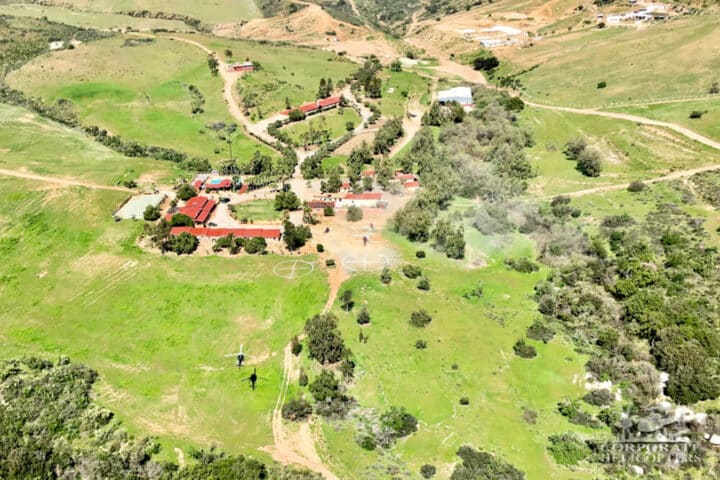 Aerial view of a ranch