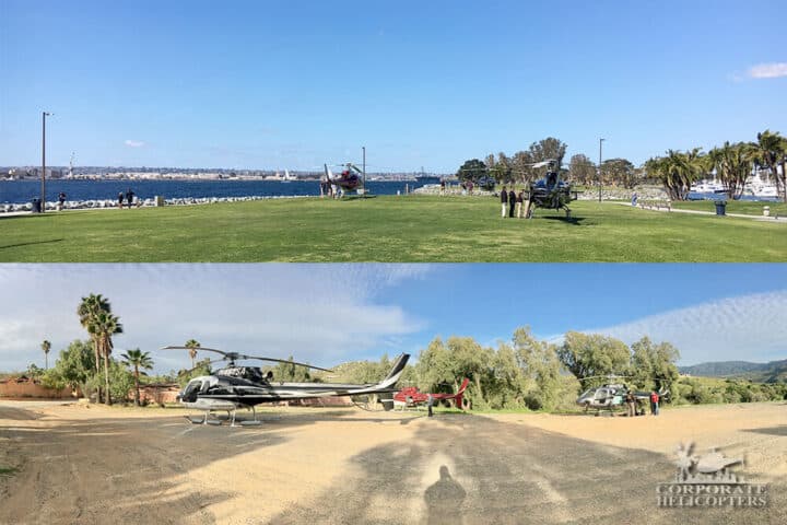 2 photos of helicopters landed in Mexican locales