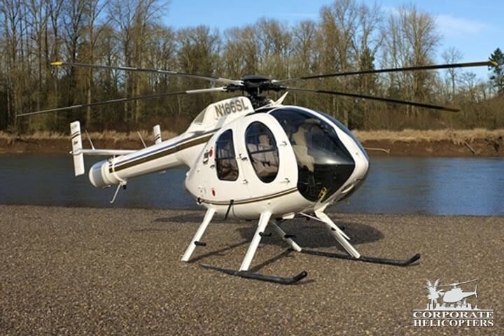 1993 McDonnell Douglas MD 520 Notar helicopter landed next to a river