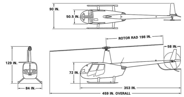 Robinson R44 Raven II Dimensions