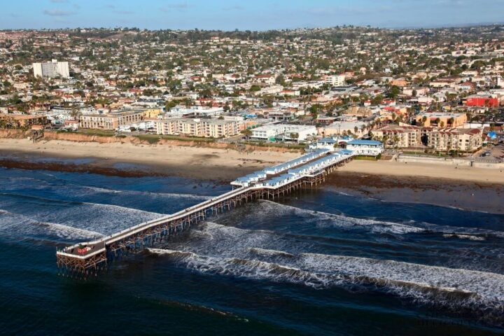 Aerial photo of Crystal Pier, San Diego