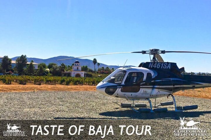 The Taste of Baja helicopter tour from Corporate Helicopters of San Diego offers a day trip to the Guadalupe wine region of Baja, departing from San Diego.